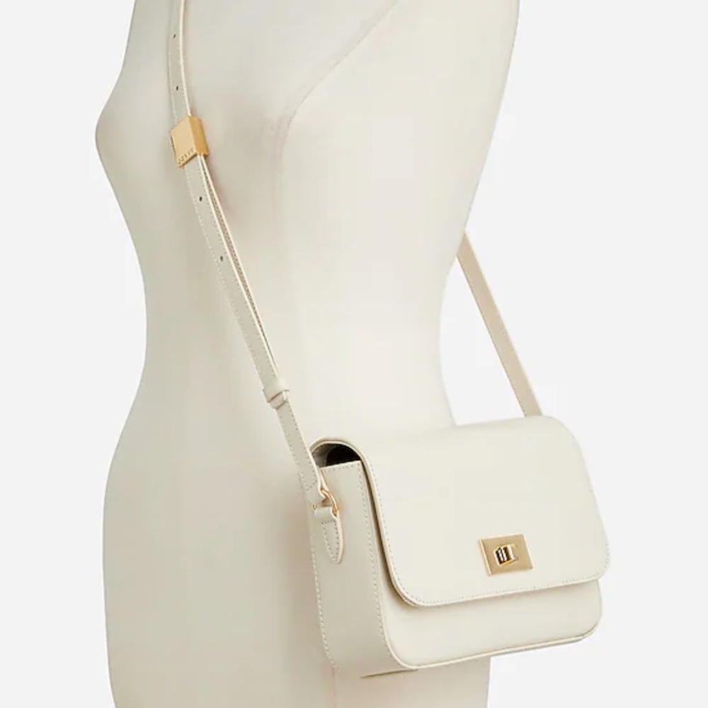 J.Crew Edie Italian Leather Bag - Natural Ivory White